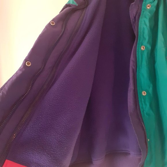 Torquoise Blue/Purple Winter Windbreaker jacket  removable Fleece Liner, hood M - Picture 3 of 8